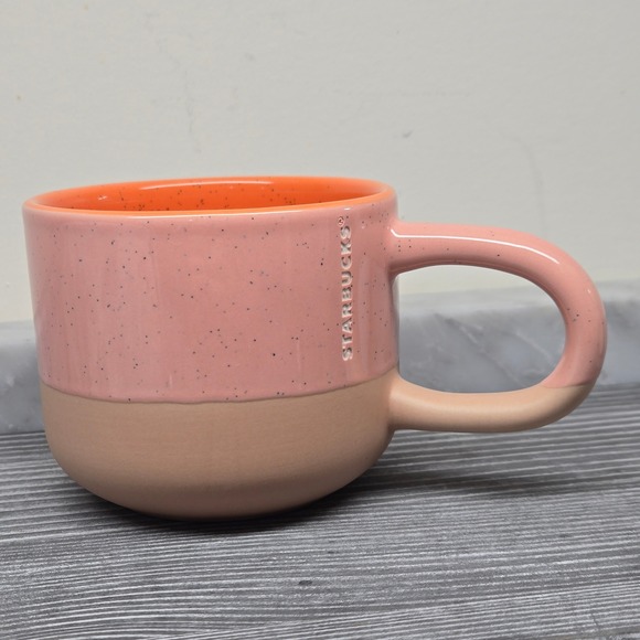 Starbucks Other - Starbucks 2018 Pink & Orange Speckled Terracotta Coffee Mug, 12oz Tri-Color Logo